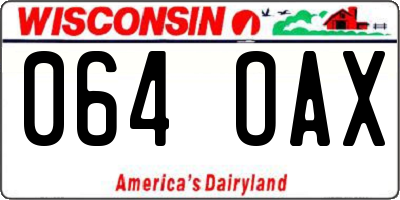 WI license plate 064OAX