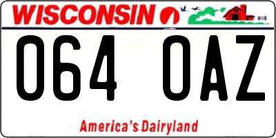 WI license plate 064OAZ