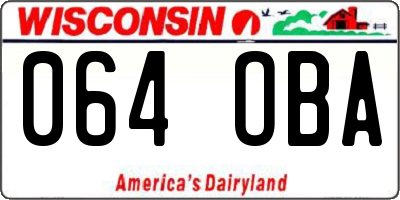 WI license plate 064OBA
