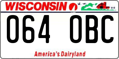 WI license plate 064OBC