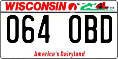 WI license plate 064OBD