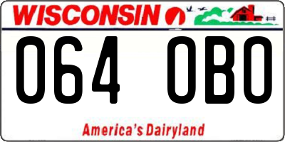 WI license plate 064OBO