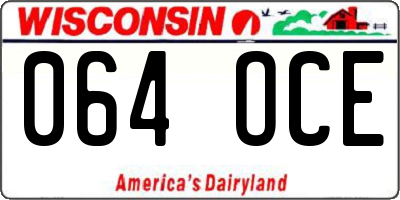 WI license plate 064OCE