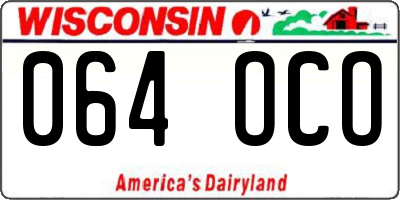 WI license plate 064OCO