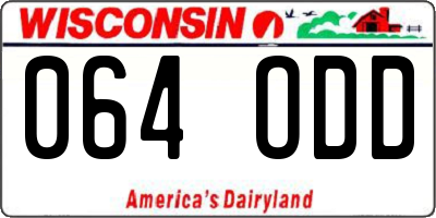 WI license plate 064ODD