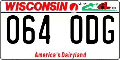WI license plate 064ODG