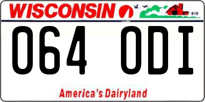 WI license plate 064ODI
