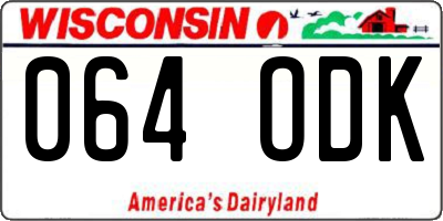 WI license plate 064ODK