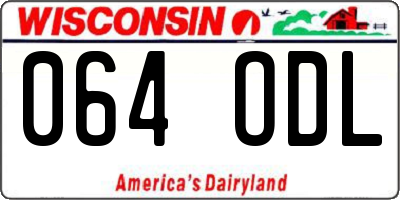 WI license plate 064ODL
