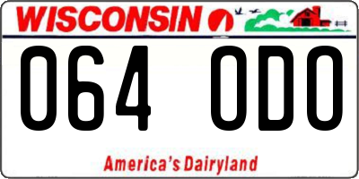 WI license plate 064ODO