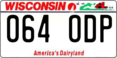 WI license plate 064ODP