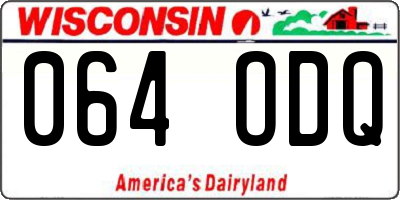 WI license plate 064ODQ
