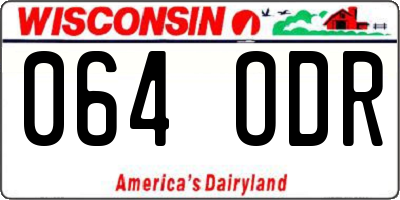 WI license plate 064ODR