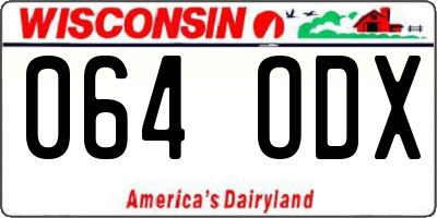 WI license plate 064ODX