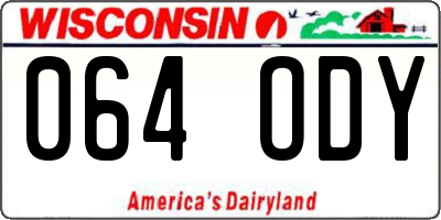 WI license plate 064ODY