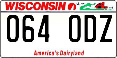 WI license plate 064ODZ