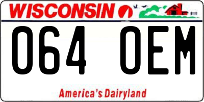 WI license plate 064OEM