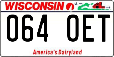 WI license plate 064OET