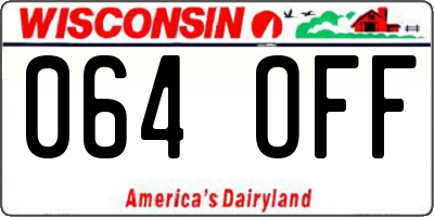 WI license plate 064OFF