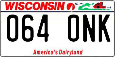 WI license plate 064ONK