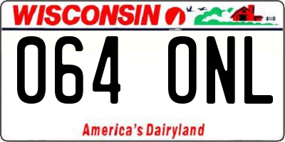WI license plate 064ONL