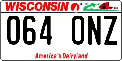 WI license plate 064ONZ