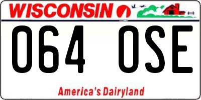 WI license plate 064OSE