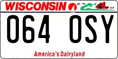WI license plate 064OSY