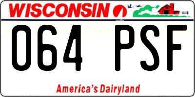 WI license plate 064PSF