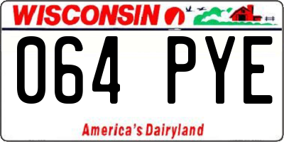 WI license plate 064PYE