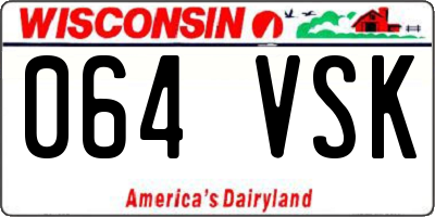 WI license plate 064VSK
