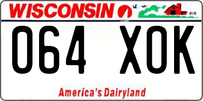 WI license plate 064XOK