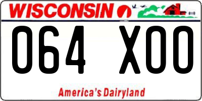WI license plate 064XOO