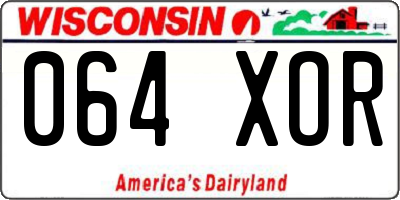 WI license plate 064XOR