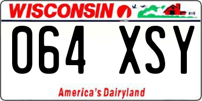 WI license plate 064XSY