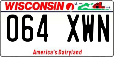 WI license plate 064XWN
