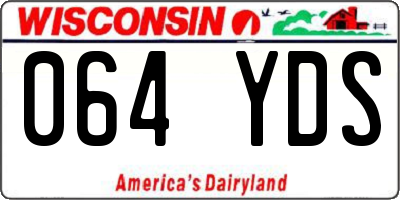 WI license plate 064YDS