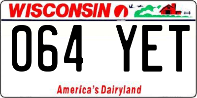 WI license plate 064YET