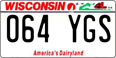WI license plate 064YGS