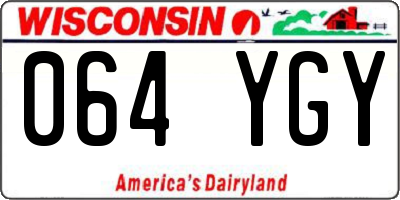 WI license plate 064YGY