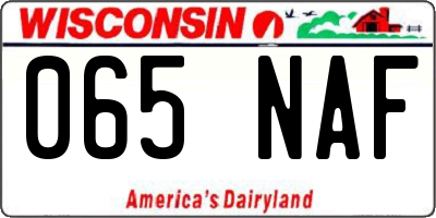 WI license plate 065NAF