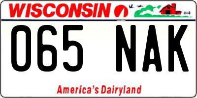 WI license plate 065NAK