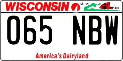 WI license plate 065NBW