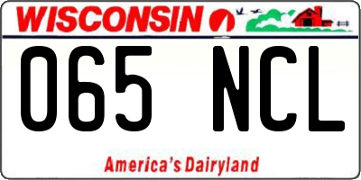 WI license plate 065NCL