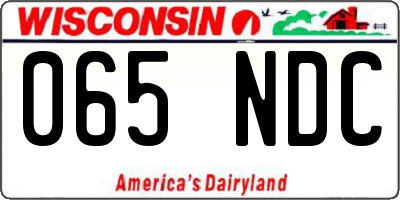 WI license plate 065NDC