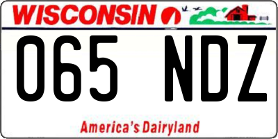 WI license plate 065NDZ
