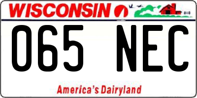 WI license plate 065NEC