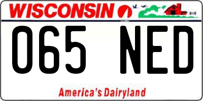 WI license plate 065NED