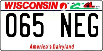 WI license plate 065NEG