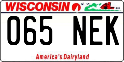 WI license plate 065NEK